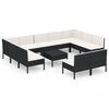 vidaXL 12 r&eacute;szes fekete polyrattan kerti &uuml;lőgarnit&uacute;ra p&aacute;rn&aacute;kkal