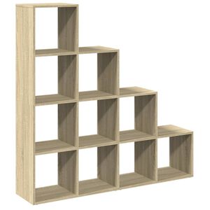 vidaXL 4 szintes sonoma t&ouml;lgy elv&aacute;laszt&oacute; k&ouml;nyvespolc 131,5x29x131,5 cm