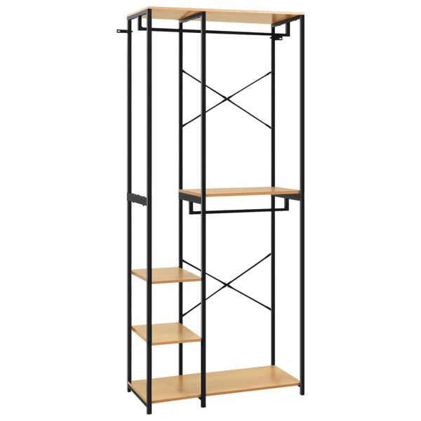 vidaXL fekete és tölgy színű fém és forgácslap szekrény 90x40x213 cm