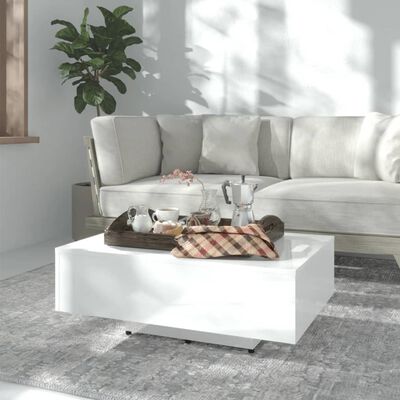 vidaXL magasfényű fehér forgácslap dohányzóasztal 85 x 55 x 31 cm