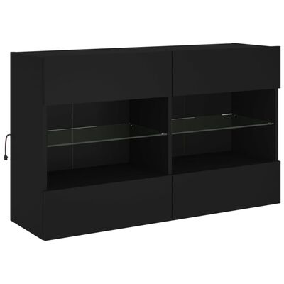 vidaXL fekete fali TV-szekrény LED-világítással 98,5x30x60,5 cm