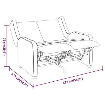 vidaXL kétszemélyes tópszínű szövetborítású dönthető fotel
