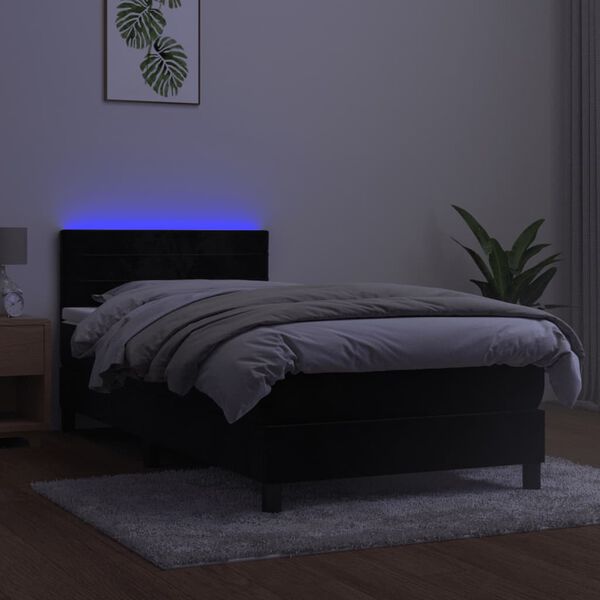 vidaXL fekete b&aacute;rsony rug&oacute;s &eacute;s LED-es &aacute;gy matraccal 100x200 cm