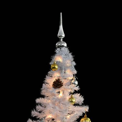 vidaXL fehér megvilágított műkarácsonyfa gömbökkel 180 cm