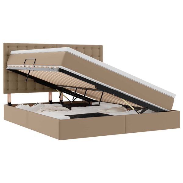 vidaXL &Aacute;gy t&aacute;rol&oacute;val &eacute;s LED l&aacute;mp&aacute;val matracmal K&aacute;v&eacute; 180 x 200 cm Műbőr