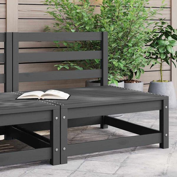 vidaXL szürke tömör fenyőfa kerti középső kanapé