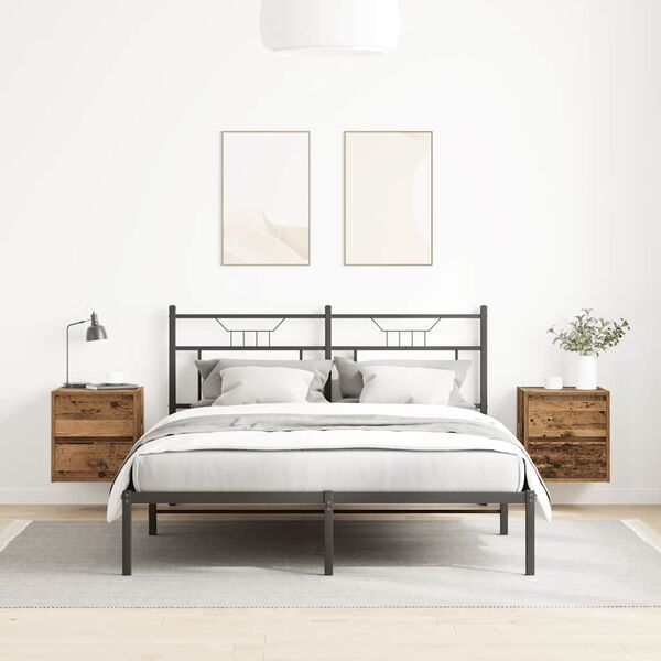 vidaXL 2 db antik fa sz&iacute;nű falra szerelhető &eacute;jjeliszekr&eacute;ny 38x34x40 cm