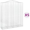 vidaXL 5 db &iacute;ves horganyzott vas gabion kos&aacute;r 200x50x220/240 cm