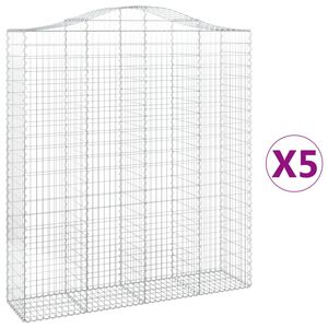 vidaXL 5 db &iacute;ves horganyzott vas gabion kos&aacute;r 200x50x220/240 cm