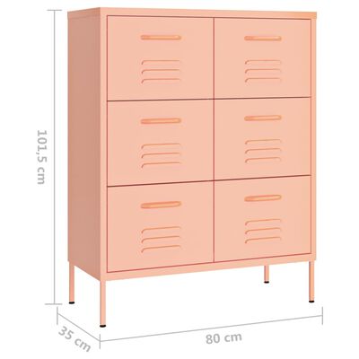 vidaXL rózsaszín acél fiókos szekrény 80 x 35 x 101,5 cm