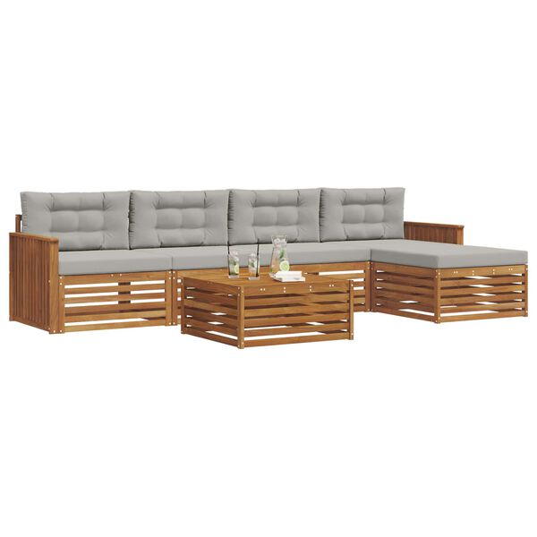 vidaXL K&uuml;lt&eacute;ri kanap&eacute; szett 6 pcs Term&eacute;szetes &eacute;s Vil&aacute;gossz&uuml;rke