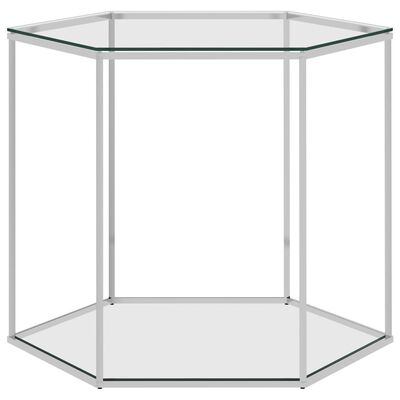 vidaXL ezüstszínű üveg és rozsdamentes acél dohányzóasztal 60x53x50 cm