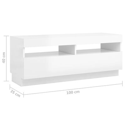 vidaXL magasfényű fehér TV-szekrény LED-lámpákkal 100 x 35 x 40 cm