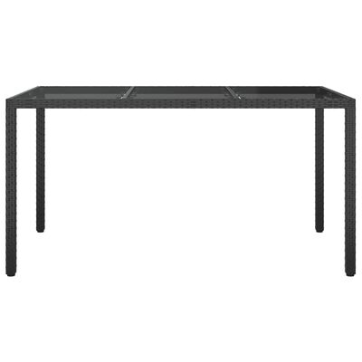 vidaXL fekete polyrattan és edzett üveg kerti asztal 150 x 90 x 75 cm