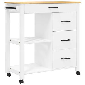 vidaXL MONZA feh&eacute;r t&ouml;m&ouml;r fenyőfa konyhai kocsi 84 x 40 x 88,5 cm