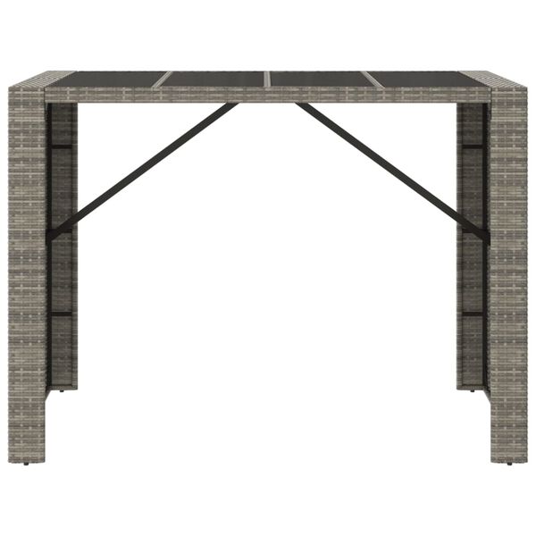 vidaXL szürke polyrattan üveglapos kerti asztal 145 x 80 x 110 cm