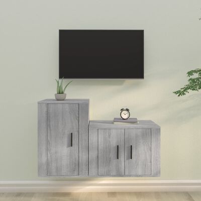 vidaXL 2 részes szürke sonoma színű szerelt fa TV-szekrényszett
