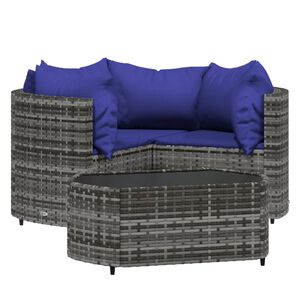 vidaXL 4 r&eacute;szes sz&uuml;rke polyrattan kerti &uuml;lőgarnit&uacute;ra p&aacute;rn&aacute;kkal