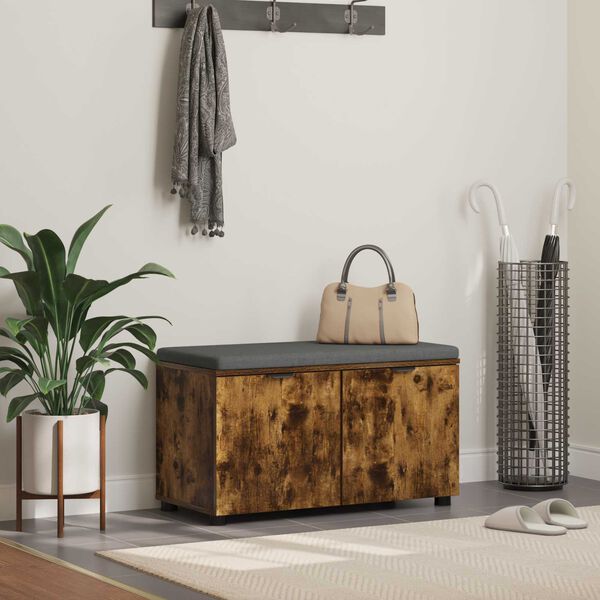 vidaXL Előt&eacute;r pad p&aacute;rn&aacute;val t&aacute;rol&oacute;val F&uuml;st&ouml;lt t&ouml;lgy 80 x 46 x 46 cm