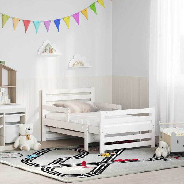 vidaXL &Aacute;gykeret matracmal fejt&aacute;ml&aacute;val Feh&eacute;r 80 x 200 cm T&ouml;m&ouml;r fenyőfa