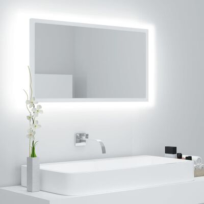 vidaXL fehér akril LED-es fürdőszobai tükör 80 x 8,5 x 37 cm
