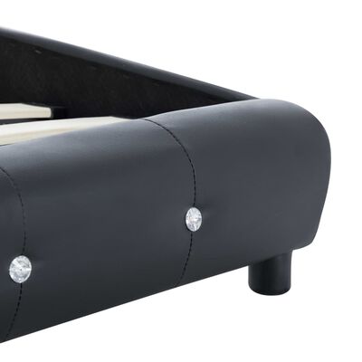 vidaXL fekete műbőr ágykeret 135 x 190 cm