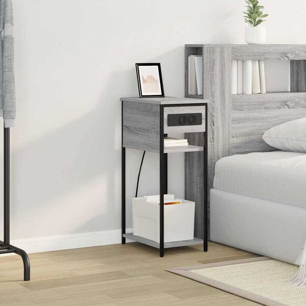 vidaXL &Eacute;jjeliszekr&eacute;ny Sz&uuml;rke Sonoma 41 x 28 x 76 cm Faanyag