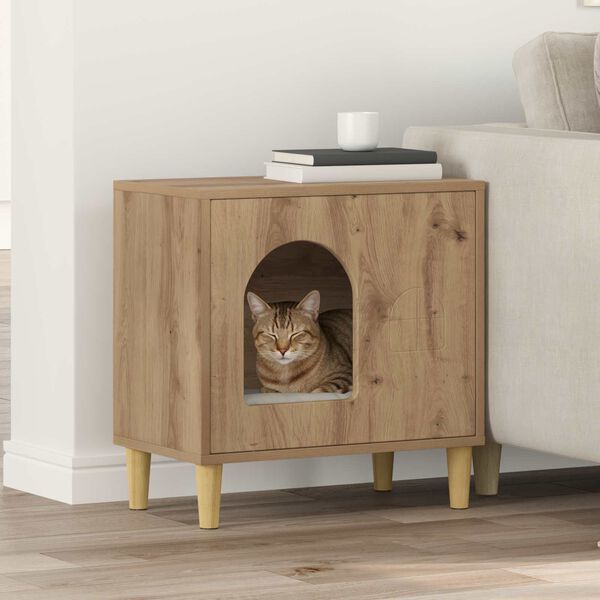 vidaXL Macska H&aacute;z Műv&eacute;szi t&ouml;lgy 51 x 30 x 52 cm Faanyag