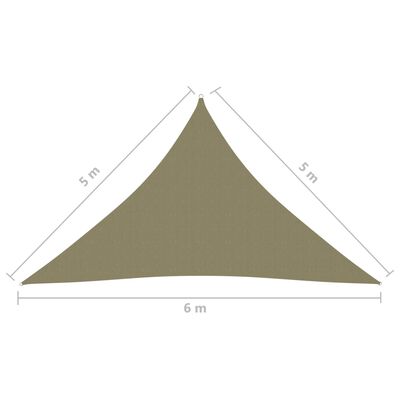 vidaXL bézs háromszögű oxford-szövet napvitorla 5 x 5 x 6 m