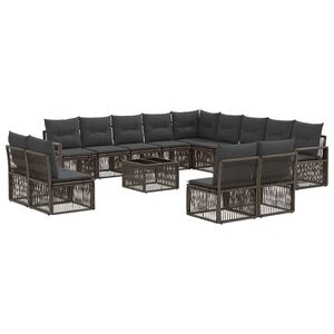 vidaXL Kerti Kanap&eacute; Szett 14 pcs Sz&uuml;rke polirattan