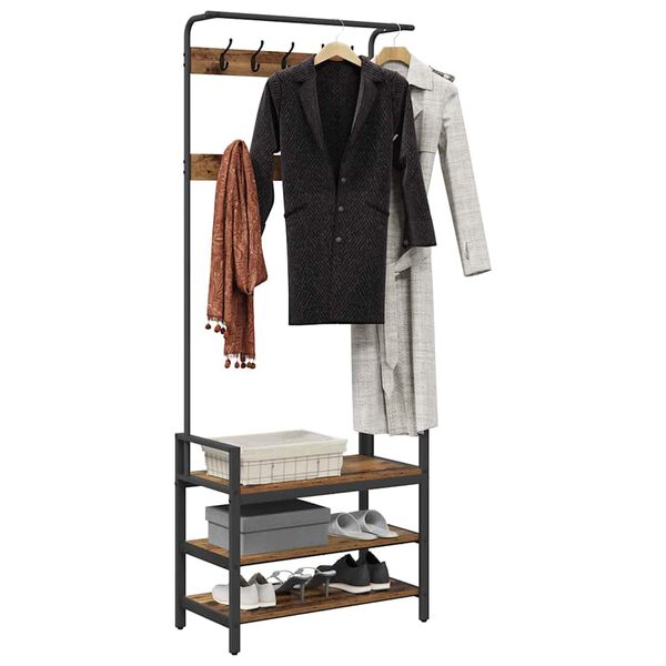 vidaXL Kab&aacute;thorog polcokkal t&aacute;rol&oacute;val &Ouml;reg fa 75 x 34 x 184 cm Faanyag