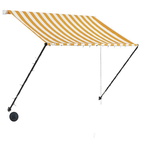vidaXL feltekerhető s&aacute;rga &eacute;s feh&eacute;r napellenző LED-del 150 x 150 cm