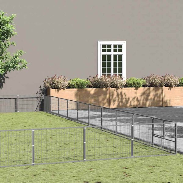 vidaXL ez&uuml;stsz&iacute;nű ac&eacute;l kutyakennel 100 m&sup2;