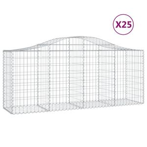 vidaXL 25 db &iacute;ves horganyzott vas gabion kos&aacute;r 200x50x80/100 cm