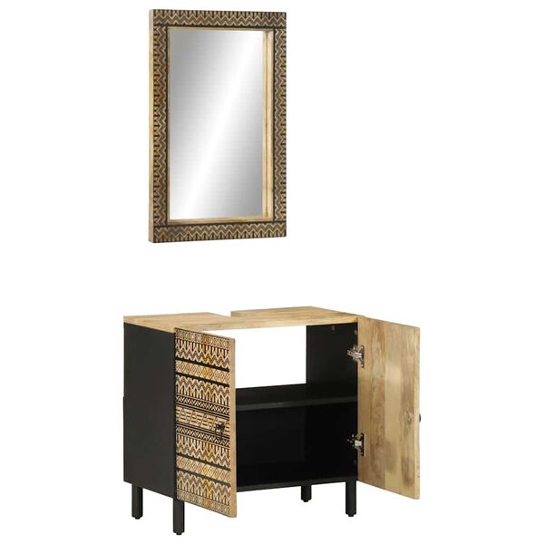 vidaXL 2 r&eacute;szes t&ouml;m&ouml;r mang&oacute;fa f&uuml;rdőszobai b&uacute;torszett