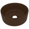 vidaXL kerek matt s&ouml;t&eacute;tbarna ker&aacute;mia luxus mosd&oacute;kagyl&oacute; 40 x 15 cm