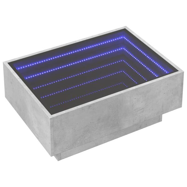 vidaXL betonsz&uuml;rke szerelt fa doh&aacute;nyz&oacute;asztal LED-del 70 x 50 x 30 cm