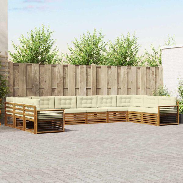 vidaXL &Uuml;lőgarnit&uacute;r&aacute;k 10 pcs Term&eacute;szetes &eacute;s kr&eacute;msz&iacute;nű T&ouml;m&ouml;r Ak&aacute;cfa