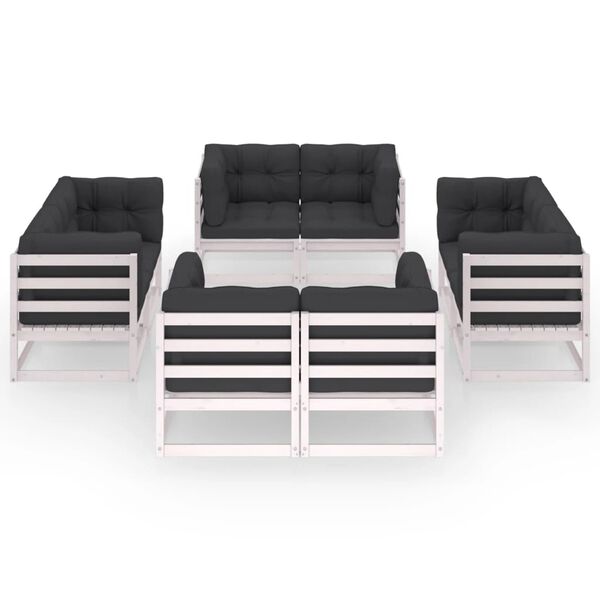 vidaXL 8 részes tömör fenyőfa kerti ülőgarnitúra párnákkal