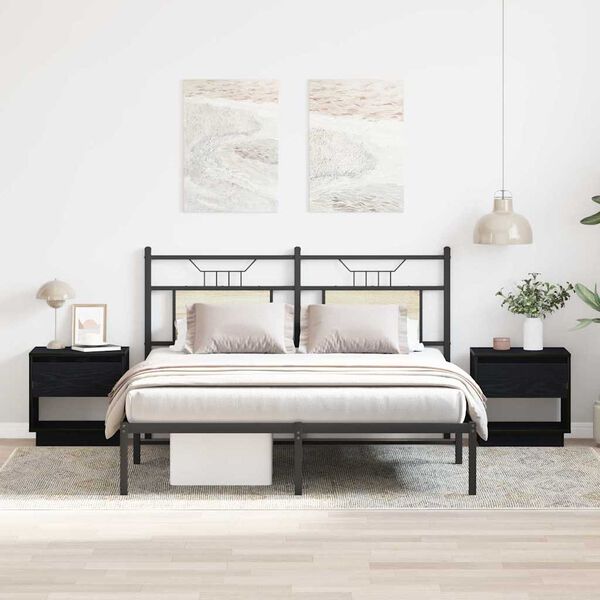 vidaXL &Eacute;jjeliszekr&eacute;ny 2 pcs Fekete t&ouml;lgy 45 x 34 x 44 cm Faanyag