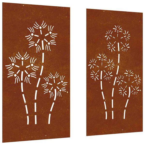 vidaXL 2 db vir&aacute;gmint&aacute;s corten ac&eacute;l kerti fald&iacute;sz 105 x 55 cm