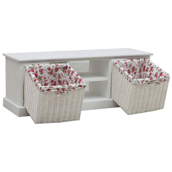 vidaXL feh&eacute;r fa TV-szekr&eacute;ny k&eacute;t kos&aacute;rral