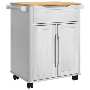 vidaXL Konyhai kocsi FLORO Feh&eacute;r 72,5 x 45 x 80 cm T&ouml;m&ouml;r fenyőfa