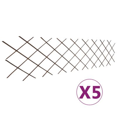 vidaXL 5 darab rácsos fűzfa kerítés 180 x 60 cm