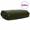 vidaXL Ponyva 650g / m&sup2; Olajz&ouml;ld 6 x 8 m V&aacute;szon PVC bevonattal
