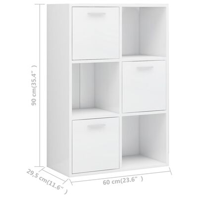 vidaXL magasfényű fehér forgácslap tárolószekrény 60 x 29,5 x 90 cm