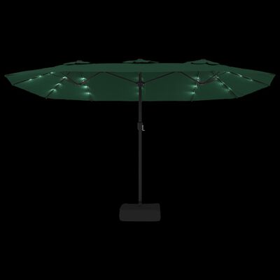 vidaXL zöld dupla tetős napernyő LED-ekkel 449x245 cm