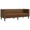 vidaXL 3 szem&eacute;lyes barna műbőr Chesterfield kanap&eacute;