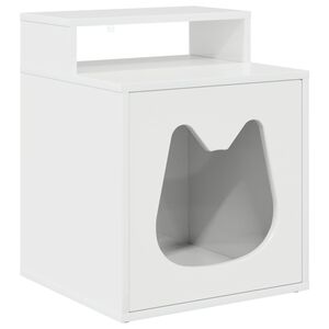 vidaXL Macska H&aacute;z F&eacute;nyes Feh&eacute;r 42,5 x 40 x 53,5 cm Szerelt Fa