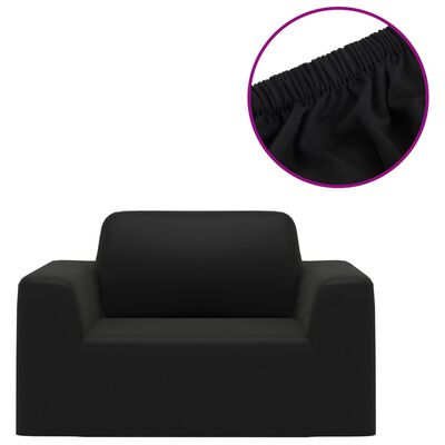vidaXL fekete sztreccs poliészterdzsörzé kanapé-védőhuzat